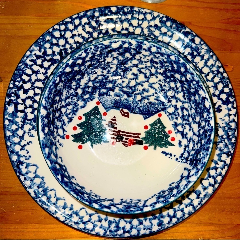 PLACE setting - Folk Craft Cabin in the Snow by Tienshan DISCONTINUED